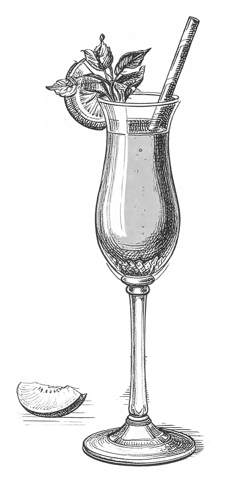 Ilustração vintage de um coquetel Bellini