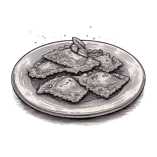 Ilustração do ravioli da nonna